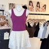 Moda de Verano Chaleco de Algodón Puro con Espalda Hermosa en Forma de U Hombro Ancho y Almohadilla Fija Integrada Camisola Adelgazante