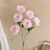 Flores Artificiais de Peônia Estilo Europeu com 6 Cabeças para Decoração de Sala de Estar e Mesa de Jantar em Casa, Flores Artificiais de Peônia para Arranjos Florais de Casamento e Hotel