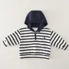 Conjunto de Ropa de Primavera Moderno y a la Moda para Bebé, Conjunto de Ropa de Dos Piezas para Niños con Sudadera de Rayas con Capucha de Manga Larga para Primavera y Otoño