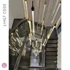 [Personalizado] Araña Colgante Larga para Escalera de Caracol de Villa, Araña Italiana para Escalera, Luz Dorada para Escalera de Doble Altura