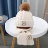 Conjunto de duas peças de chapéu de inverno infantil com forro de fleece, espessado, para meninos e meninas, chapéu de bebê, gorro de urso, gorro quente