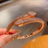 Pulsera abierta de cobre de alta calidad con circonita exquisita, chapado en oro real, llena de circonita, marca de moda europea y americana, pulsera para hombre y mujer, exportación