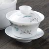 Color de Mano Porcelana Blanca Sancai Tazón con Tapa Juego de Té Taza de Té Tazón de Té Individual Grande Prueba de Té Hogareño Delgado Sastre