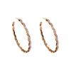 Brincos de Argola Grande Ondulados com Strass Simples da Moda Dongdaemun Coreana para Mulheres, Brincos Tendência Exagerados Estilo Minimalista Atacado