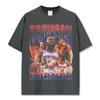 Camiseta de manga corta con estampado Brunson JB, estilo retro americano transfronterizo, lavada, de manga larga, holgada y con capucha para hombre