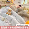 Edredón de Felpa Grueso de Doble Cara para Invierno al por Mayor, Ropa de Cama de Felpa de Leche y Felpa de Cordero, Edredón para Persona Doble de Hogar para Cuatro Estaciones, Núcleo de Edredón Individual para Dormitorio