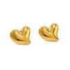 Design estilo Ins senso de comércio exterior Europa e Estados Unidos assimétrico em formato de coração tridimensional aço inoxidável não desbota banhado a ouro 18K brincos para mulheres