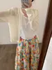 Blusa de Renda Fina Estilo Francês com Xale Pequeno para Mulheres, Combinada com uma Camisola Curta, Cardigã Relaxado de Verão com Proteção Solar