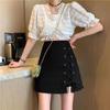 Liquidación W035 Falda Negra de Verano para Mujer Cintura Alta Falda Línea A Sentido del Diseño Ins Trendy Falda de Cadera Falda
