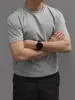Camiseta de Manga Corta de Verano para Hombre, Algodón de Bambú Sorona, Fresca, Antibacteriana, Protectora del Sol, Camiseta Negra y Blanca, Transpirable de Talla Grande con Cuello Redondo