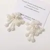 Design sul-coreano senso temperamento franja pérola flor diy feito à mão trançado miçangas cocar acessórios de cabelo brincos material atacado