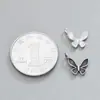 Pingente Individual de Borboleta Prata Esterlina S925 Charme de Borboleta Pequena Sólida Pingente para Pulseira de Miçangas Cristal Pérola Feito à Mão DIY