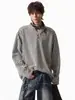 Sudadera de Manga Larga con Cuello Henry y Patrón de Espina de Pescado de Gama Alta para Hombre, Marca de Moda Americana Tendencia, Top de Moda Relajado y Holgado, Ropa de Moda para Hombre