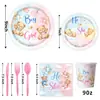 Kit Festa Revelação de Gênero Ursinho Menino ou Menina Azul Rosa Batizado Pratos de Papel Copos de Papel Toalha Balões Decorações