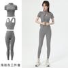 Roupa de Yoga para Mulheres com Gola Alta e Manga Curta, Jaqueta Esportiva Profissional para Primavera e Verão, Secagem Rápida, Respirável, Justa ao Corpo, Fato Fitness Emagrecedor