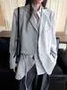 Nuevo blazer de Loufu para otoño e invierno, diseño deconstruido, de Tencel y lana, con dobladillo desmontable para mujer