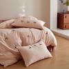 Conjunto de Roupa de Cama Quatro Peças de Algodão Escovado Espesso Estilo Fresco de Desenho Animado Outono e Inverno Grau Materno e Infantil com Lençóis e Capa de Edredom para Aquecimento