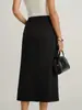 Outono TikTok Venda Quente Novo Design Elegante Saia Reta Retrô Fenda Frontal Saia Emagrecedora para Mulheres