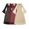 Elegante y Maduro Estilo Sexy Escote en V Profundo Mangas de Campana Falda Larga para Mujer Otoño Encaje Malla Empalme Vestido Ajustado a la Cadera