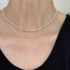 Collar S925 Plata Rota Simple Costura Perla Diseño Superpuesto Simple Colgante de Piedra Blanca Perla Ultrafina Cadena Clavícula