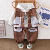 Conjunto de Ropa de Otoño para Niños Elegante Conjunto de Tres Piezas con Chaleco y Sudadera con Capucha para Bebés Ropa para Niños Pequeños Tendencia Envío Directo