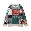 Suéteres de Casal Estilo Hong Kong, Tricô Natalino Retrô High Street da Moda, Jaqueta Masculina Grossa Solta Outono e Inverno, Estilo Harajuku