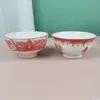 Tigela Cerâmica Hakka Rima Tigela Longevidade Tigela de Pé Alto Cor Sob Esmalte Banquete de Longevidade da Pessoa Idosa Meio Vermelho Vermelho Completo Brinde de Retorno Agradecimento Presente de Aniversário