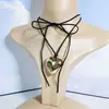 Joyería Transfronteriza Europea y Americana Cadena de Terciopelo para Clavícula Colgante Grande de Corazón Collar de Hilo de Cera Ajustable Deslizante