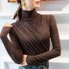 Camiseta de Fondo de Cuello Alto de Nuevo Diseño 2024 para Mujer, Camisa Estilo Otoño e Invierno con Mangas Largas por Dentro