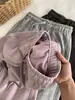 Altamente recomendado! Calça de moletom roxa taro feminina, novo modelo primavera/outono 2026, com cordão nos tornozelos, calça casual versátil