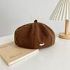 Sombrero de Calabaza de Color Sólido Estilo Coreano Etiqueta Plateada Otoño e Invierno para Niñas de Cabeza Grande Estilo Británico Vintage Sombrero Belle para Mujer Estilo Japonés Cálido Sombrero de Pintor
