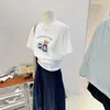 Camiseta de algodón puro fina de manga corta para mujer, modelo nuevo 2026, blanca, cuello redondo, de longitud media, moderna, casual, top versátil para verano