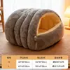 Nido para Gatos Cálido en Invierno, Cerrado y Seguro, Cama para Gatos, Casa para Gatos, Forrado de Felpa y Engrosado, Nido para Mascotas Extraíble y Lavable para que los Gatos Duerman