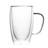 Taza de Café de Vidrio de Borosilicato Alto de Doble Capa Engrosada con Asa Taza de Leche Aislada Taza de Té de Flores de Gran Capacidad Vaso de Agua