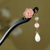Rosa romântica imitação ébano hairpin nacional maré antiga cheongsam hanfu headwear passo tassel cabelo segurando hairpin de madeira