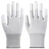 Guantes de Protección Laboral con Palma Recubierta de PU y Dedos Recubiertos, Resistentes al Desgaste, Transpirables, Antideslizantes, Blancos de Nailon Libres de Polvo, Digitales Antiestáticos