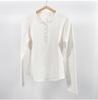 Camisa Henley de Botones Xiyang Muxue Manga Larga Corte Ajustado Camiseta Base de Yoga para Mujer Transpirable Elástica Ceñida