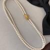 Colar de pérolas Zhengyuan Shijia de dupla camada de girassol, branco quente, moderno, leve, luxuoso, de lã francesa