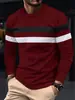 Exportación Transfronteriza Talla Grande Otoño e Invierno Hombres Cuello Redondo Manga Larga Bloques de Color Camiseta Básica Pulóver Camiseta de Manga Larga para Hombres