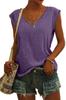En Stock Amazon Verano Europeo y Americano Color Sólido Manga Corta Cuello en V Casual Holgado Camiseta sin Mangas Camiseta de Manga Corta para Mujer