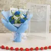 Rosa de flor artificial finalizada com caixa, buquê de crochê de lã de flor artificial tecido à mão para presente de feriado de amigos