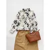 Camisa com Estampa de Tinta a Lavis de Primavera, Blusa de Algodão e Linho, Versátil de Alta Qualidade Novo Estilo Chinês Top Fino de Linho Feminino