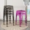 Bancos transparentes de acrílico de plástico apilables para uso doméstico, engrosados para sala de estar y mesa de comedor, taburetes cuadrados, sillas altas de lujo ligero y sencillas