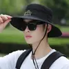 Sombrero de pescador para hombre, de verano, antiultravioleta, para viajes al aire libre, parasol, para pesca, protección solar, gran cornisa