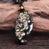 Atacado de Fábrica colar de obsidiana natural masculino e feminino obsidiana dourada rico corajoso pingente pingente de escultura requintada