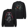 Camiseta de Manga Longa Pesada Estilo Retrô Americano Lavada Desgastada Floco de Neve Star Wars Stewell Transfronteiriça para Homens e Mulheres