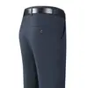 Pantalones gruesos para hombre, de corte recto y holgado, para otoño e invierno, diseñados para hombres de mediana edad, resistentes a las arrugas, no requieren planchado, de cintura alta, elásticos y adecuados para un estilo business casual.