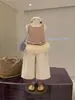 Conjunto de Niña Estilo Coreano 2026 Verano Lindo Bebé Camisola de Rayas Pantalones Cortos de Malla con Volantes Infantiles Pantalones Cortos de Falda Casual