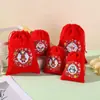 Bolsa de Terciopelo Navideña al por mayor Transfronteriza Bolsa de Regalo Navideña Bolsa para Manzana de Nochebuena Bolsa de Regalo Grande de Dulces Rojos