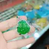 Colar com Pingente de Buda de Calcedônia Verde Gelo de Alta Qualidade com Banhado a Prata e Inlay de Jade, Ágata e Buda Maitreya - Joias para Venda no Atacado
